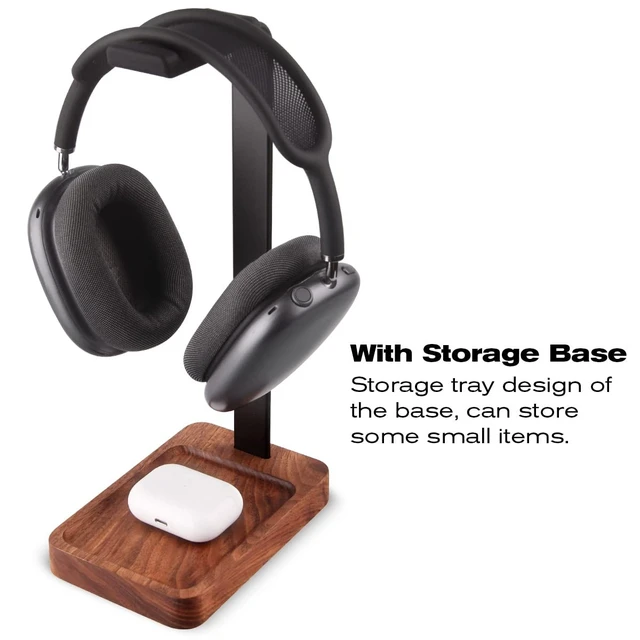 Alt view image 5 of 5 - PHERKORM Walnut Wood & Aluminum Headset Holder, Desktop Headphone Stand, Universal headphone holder for most music gaming headsets - Black Walnut
