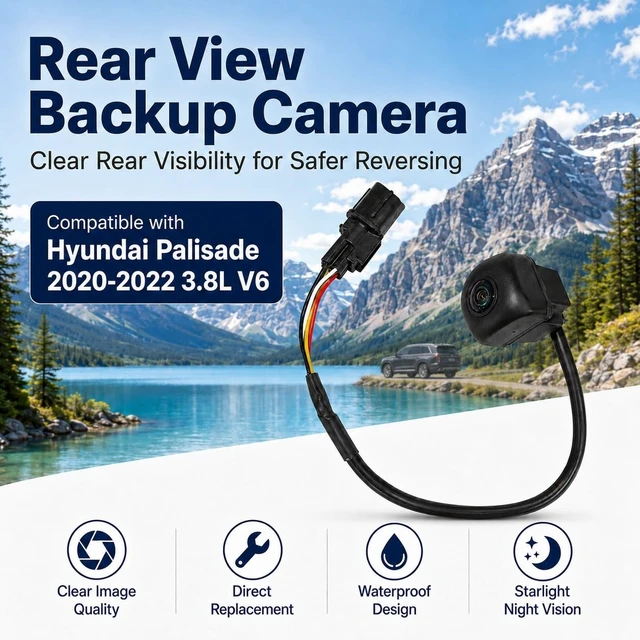 Alt view image 2 of 5 - Rear View Backup Camera Replacement for Hyundai Palisade 2020 2021 2022 3.8L Replaces OE 99240-S8000 99240S8000