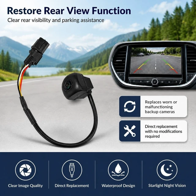 Alt view image 5 of 5 - Rear View Backup Camera Replacement for Hyundai Palisade 2020 2021 2022 3.8L Replaces OE 99240-S8000 99240S8000