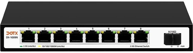 Main image of DOTX 2.5G Ethernet Switch 8X 2.5G Base-T RJ45 Ports with 1x 10G SFP+ Fiber Ports, Compatible with 100/1000/2500Mbps , Metal Fanless, 2.5Gbe Network Switch,Plug and Play