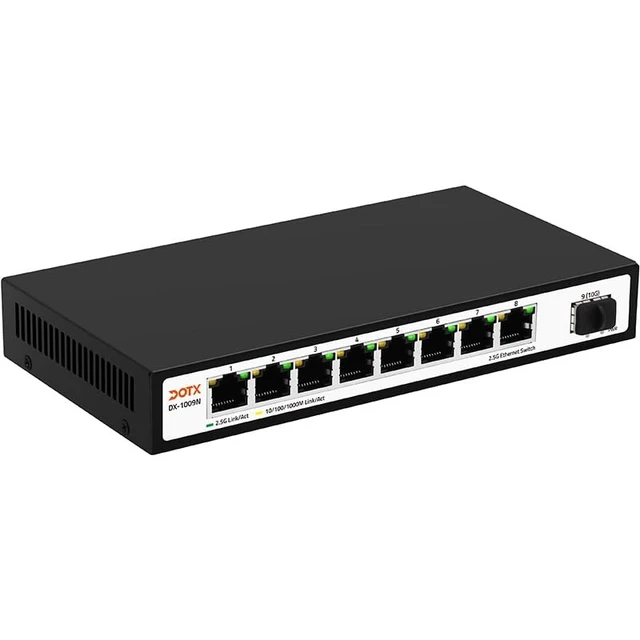 Alt view image 2 of 4 - DOTX 2.5G Ethernet Switch 8X 2.5G Base-T RJ45 Ports with 1x 10G SFP+ Fiber Ports, Compatible with 100/1000/2500Mbps , Metal Fanless, 2.5Gbe Network Switch,Plug and Play