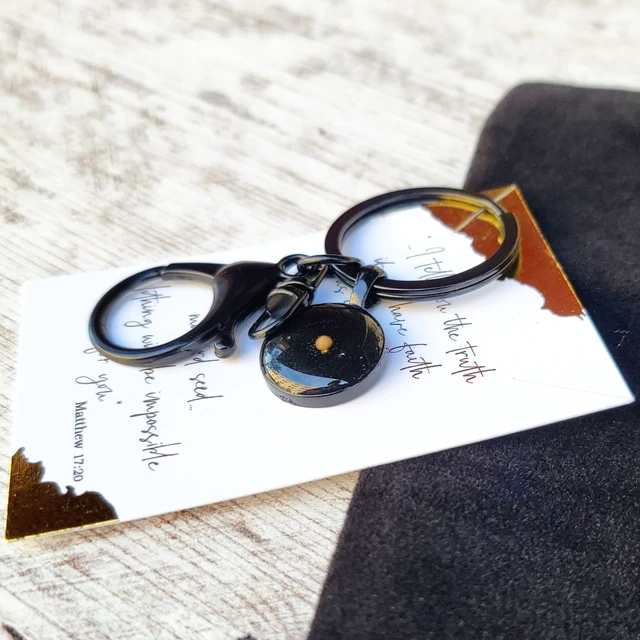 Alt view image 3 of 5 - Mustard Seed Inspirational Keychain for Men or Women, Black Gunmetal