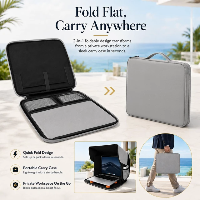 Alt view image 4 of 5 - Laptop Sun Shade for 13-16 Inch Devices with 4 Anti-Slip Support Feet