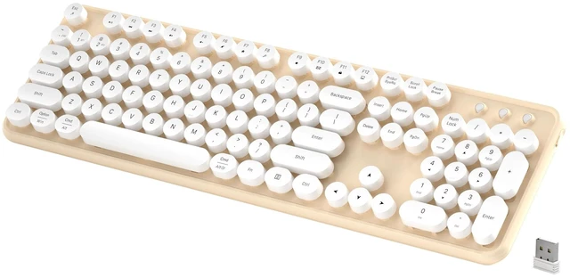 Main image of KEQTFT Cute Colorful Wireless Bluetooth Keyboard, White Milk Tea