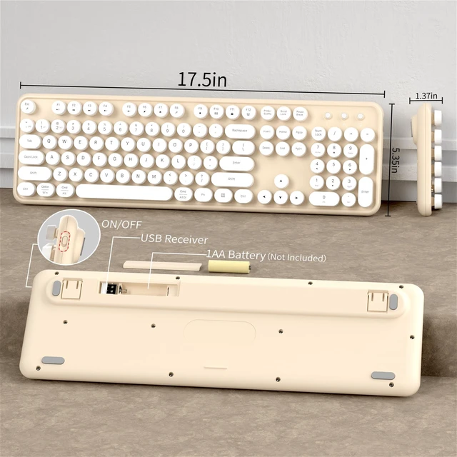 Alt view image 2 of 5 - KEQTFT Cute Colorful Wireless Bluetooth Keyboard, White Milk Tea