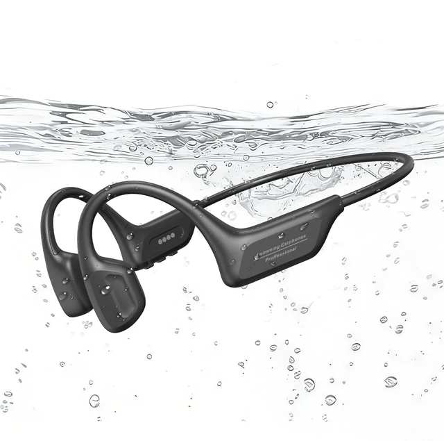 Main image of Swimming Headphones Underwater, Bone Conduction Swimming Headphones IPX8 Waterproof Open Ear Headphones with 32GB Built-in MP3, Bluetooth 6.0 Dual Mode, Dual Device Pairing, Magnetic Charging(Black
