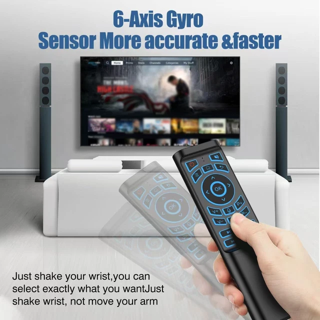 Alt view image 2 of 5 - Mini Air Mouse Remote Keyboard - 7-Color Backlit, Bluetooth & 2.4G Dual-Mode,Android Box, PC, Windows ^^ AAA Battery Powered (NOT Included)