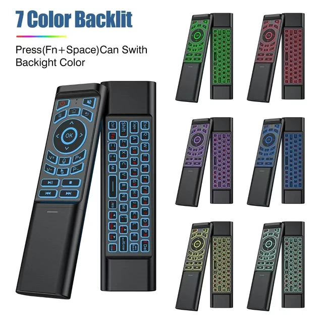 Alt view image 4 of 5 - Mini Air Mouse Remote Keyboard - 7-Color Backlit, Bluetooth & 2.4G Dual-Mode,Android Box, PC, Windows ^^ AAA Battery Powered (NOT Included)