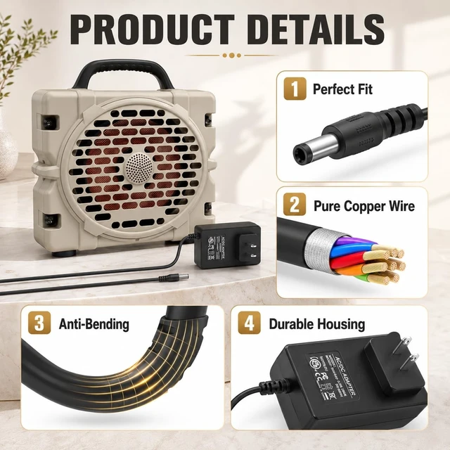 Alt view image 3 of 5 - 20V Power Supply Charger Replacement for Turtlebox Grande Outdoor Portable Bluetooth 5.4 Speaker, Model GQ48-200300-AU Wall AC DC Adapter Charging Cord