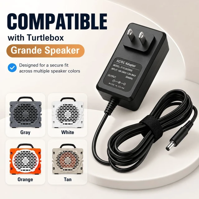 Alt view image 4 of 5 - 20V Power Supply Charger Replacement for Turtlebox Grande Outdoor Portable Bluetooth 5.4 Speaker, Model GQ48-200300-AU Wall AC DC Adapter Charging Cord