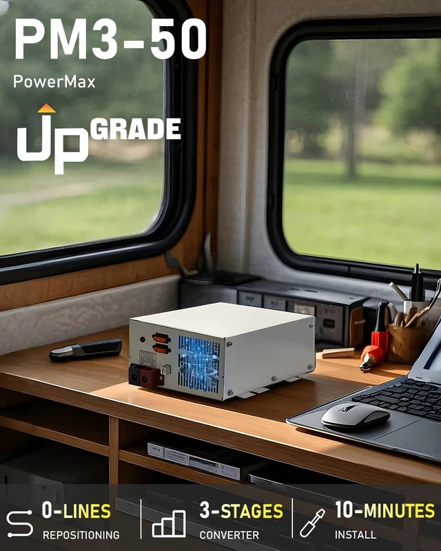 Alt view image 4 of 5 - Maureen Powermax PM3-50 Power Supply Advanced Converter Technology 3-Stage Charger,13V DC and 16.5V DC,40A mp 32V Use Littel Fuse Type287
