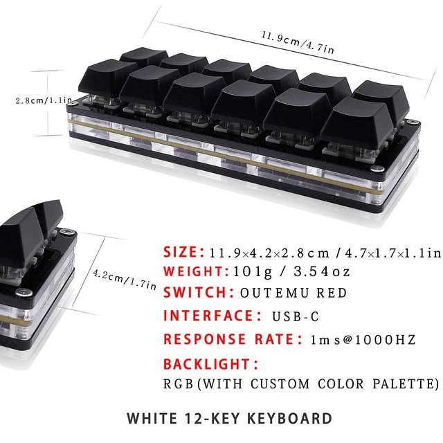 Alt view image 2 of 5 - BTXETUEL Sayodevice OSU Keypad 12-Key USB Hotswappable Red Mechanical Switch Keyboard
