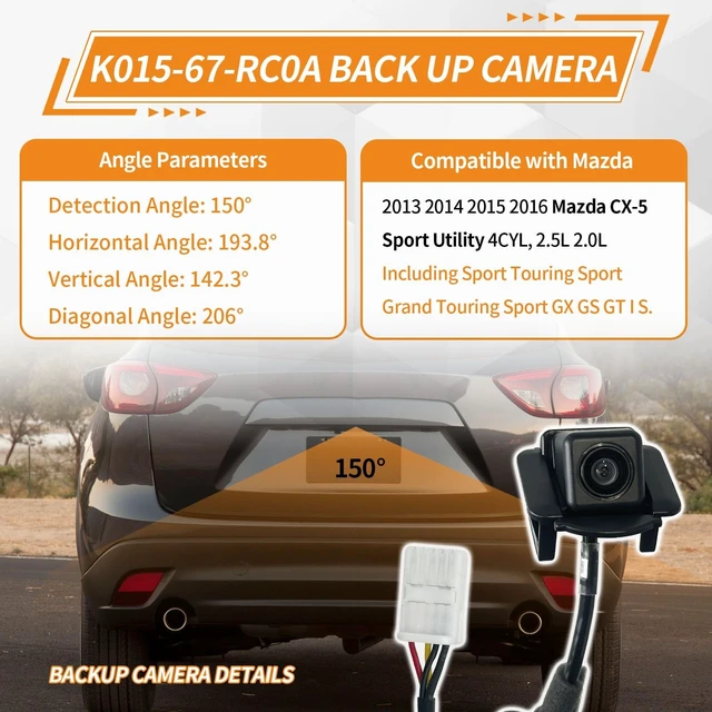 Alt view image 3 of 5 - K015-67-RC0A Rear Backup Camera Compatible with 2013-2016 Mazda CX-5 Reverse Camera Replace K01567RC0A MA1960108 K01567RC0, Park Assist Cameras