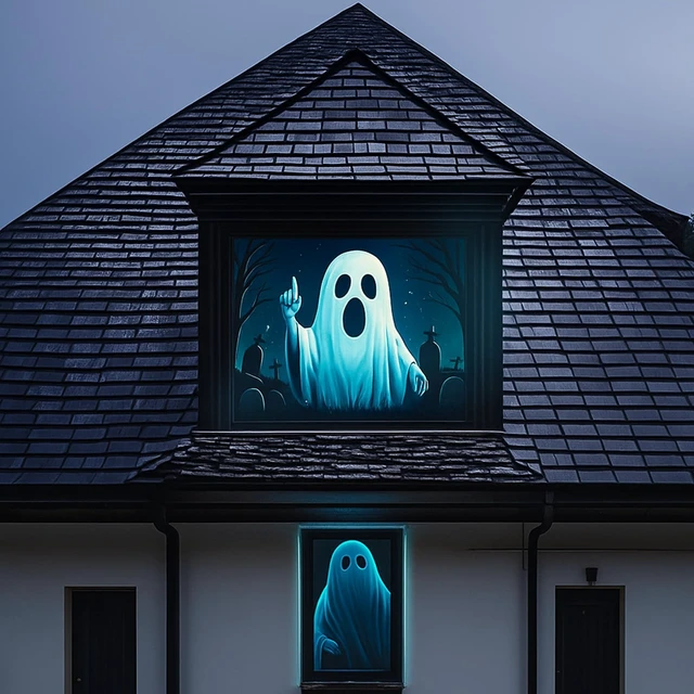 Main image of Holographic Rear Projector Screen for Halloween - 50" x 89" Double Sided Projection Screens Window Display Movie Night for Hang Wall Mounting Indoor Outdoor Ghost Video Effects