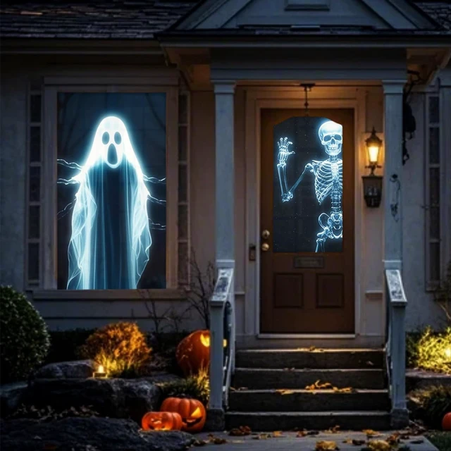 Alt view image 2 of 5 - Holographic Rear Projector Screen for Halloween - 50" x 89" Double Sided Projection Screens Window Display Movie Night for Hang Wall Mounting Indoor Outdoor Ghost Video Effects