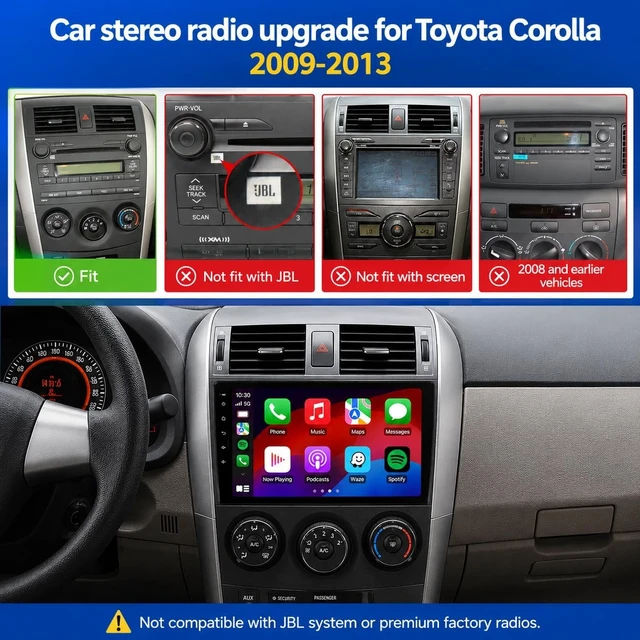 Alt view image 2 of 5 - Car Stereo for Toyota Corolla 2009-2013, Wireless CarPlay & Android Auto
