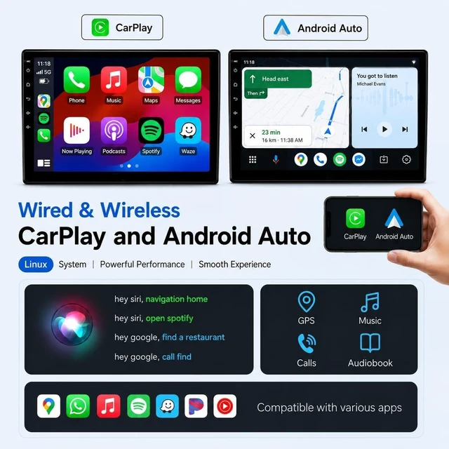 Alt view image 3 of 5 - Car Stereo for Toyota Corolla 2009-2013, Wireless CarPlay & Android Auto