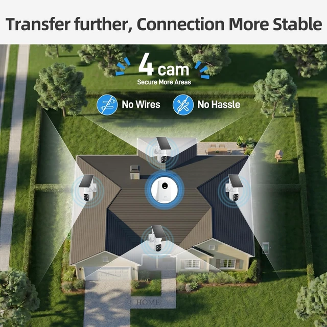 Alt view image 2 of 5 - KCSNYOPRO Security Cameras Wireless Outdoor, Classic 4-Cam Kit, Solar Powered ^^ No Subscription Required, 500GB HDD Build-in Storage, 360 PTZ, 4MP Color Night Vision, Easy Install