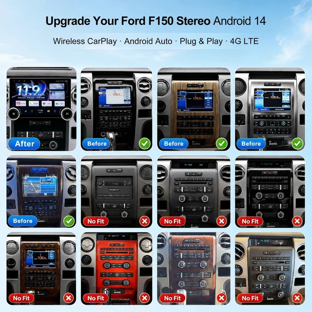 Alt view image 2 of 5 - 11.9 inch Car Stereo for Ford F150 2009-2014, Wireless CarPlay Head Unit