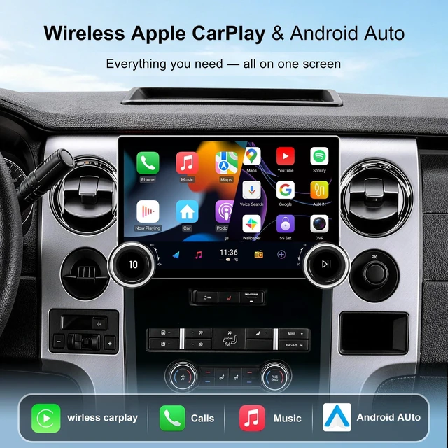 Alt view image 3 of 5 - 11.9 inch Car Stereo for Ford F150 2009-2014, Wireless CarPlay Head Unit