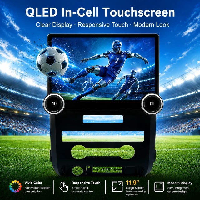 Alt view image 4 of 5 - 11.9 inch Car Stereo for Ford F150 2009-2014, Wireless CarPlay Head Unit