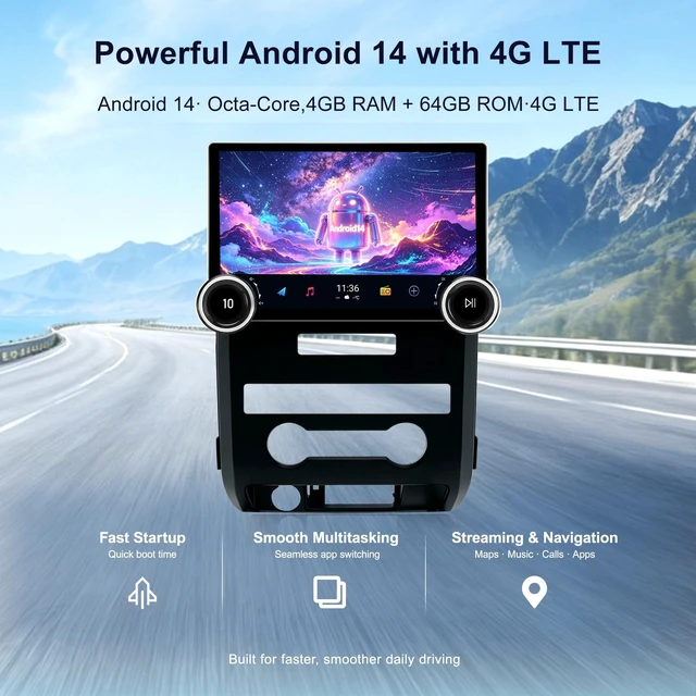 Alt view image 5 of 5 - 11.9 inch Car Stereo for Ford F150 2009-2014, Wireless CarPlay Head Unit