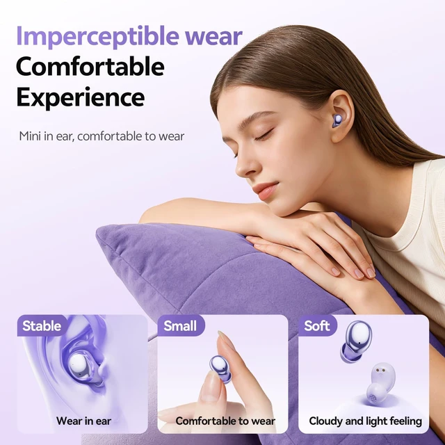 Alt view image 3 of 5 - CHENRUIDA Noise Cancelling Sleep Earbuds for Side Sleepers(Purple)