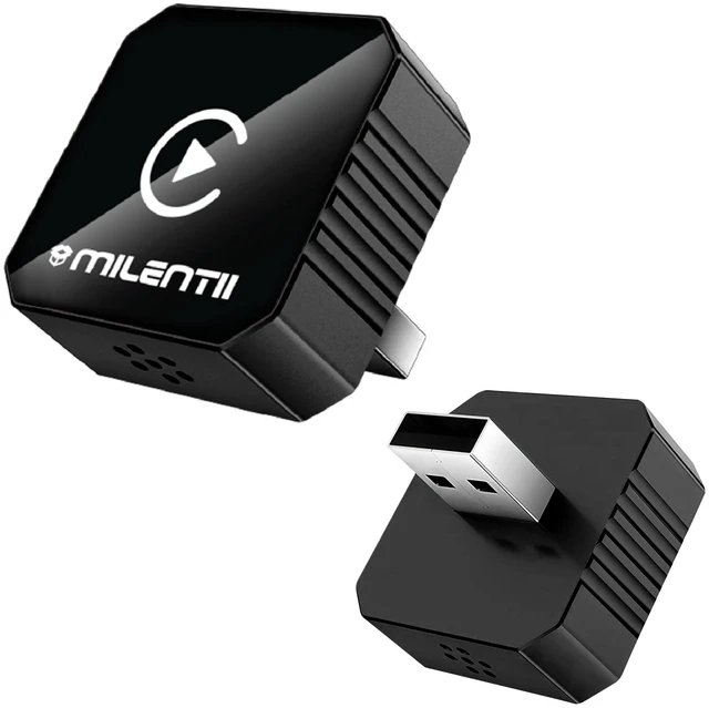 Main image of MILENTII Wireless CarPlay Adapter for iPhone 6+ & Android Auto, 2-in-1 CarPlay Wireless Adapter with Bluetooth 5.0, 2.4/5.8GHz WiFi, USB-A & USB-C, Plug & Play, Auto Reconnect, Black