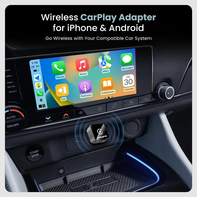 Alt view image 2 of 5 - MILENTII Wireless CarPlay Adapter for iPhone 6+ & Android Auto, 2-in-1 CarPlay Wireless Adapter with Bluetooth 5.0, 2.4/5.8GHz WiFi, USB-A & USB-C, Plug & Play, Auto Reconnect, Black