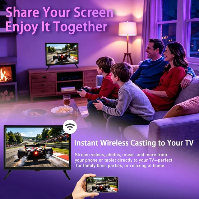 Alt view image 5 of 5 - IONETECK 19 Inch Small Smart TV HD 900P LED, Flat Screen Smart Television with ATSC Tuner/HDMI/USB/AV for Kitchen, RV, Camper, Home & Bedroom or On-The-Go Entertainment
