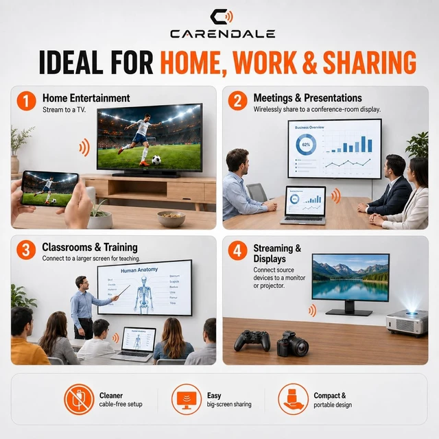 Alt view image 4 of 5 - Carendale Wireless HDMI Transmitter and Receiver, Wireless HDMI Extender