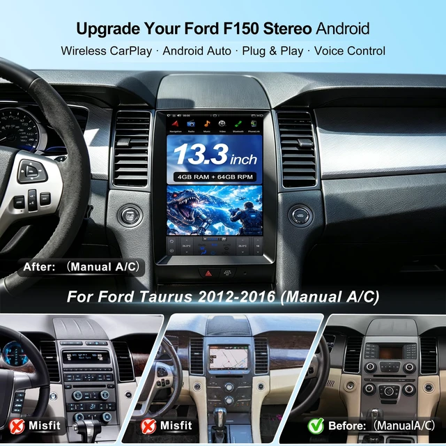 Alt view image 2 of 5 - for Ford Taurus 2012-2016 13.3" Car Radio, Wireless CarPlay & Android Auto