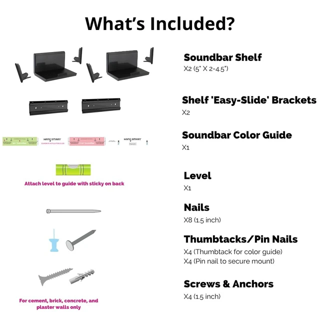 Alt view image 2 of 5 - HangSmart TV Soundbar Mount NO Stud & NO Drill Easy Install, DIY Universal Sound Bar Wall Mount Bracket, Holds up to 50LBS, Adjustable fits Most Soundbars. (Black)