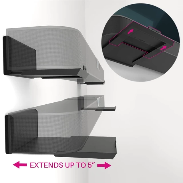 Alt view image 4 of 5 - HangSmart TV Soundbar Mount NO Stud & NO Drill Easy Install, DIY Universal Sound Bar Wall Mount Bracket, Holds up to 50LBS, Adjustable fits Most Soundbars. (Black)