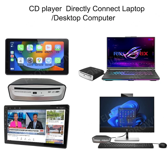 Alt view image 3 of 5 - Portable CD Player for Car - External USB & Bluetooth VCD