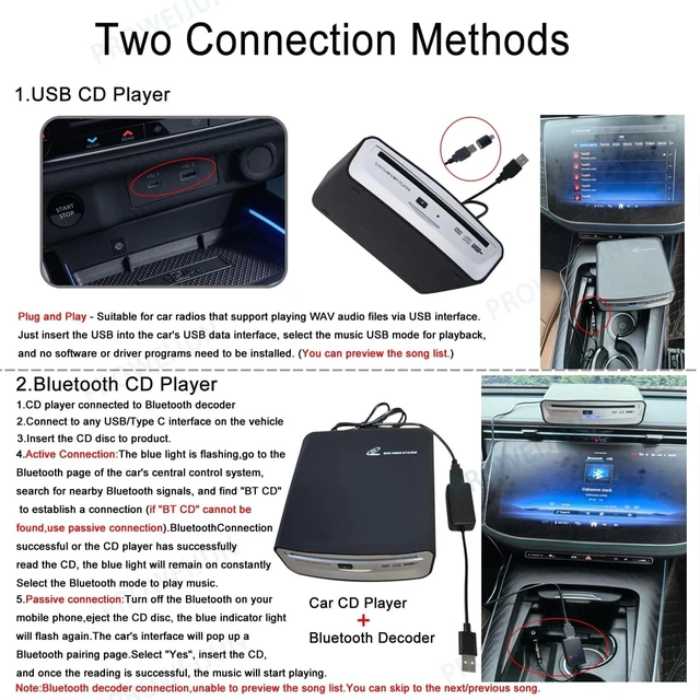Alt view image 4 of 5 - Portable CD Player for Car - External USB & Bluetooth VCD