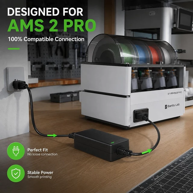 Alt view image 2 of 5 - 24V 4A Power Adapter for Bambu Lab AMS 2 Pro Automatic Material System