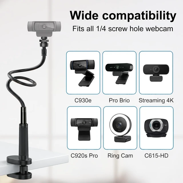 Alt view image 2 of 5 - Webcam Stand Camera Desk Mount with Phone Holder for Logitech C922 GoPro