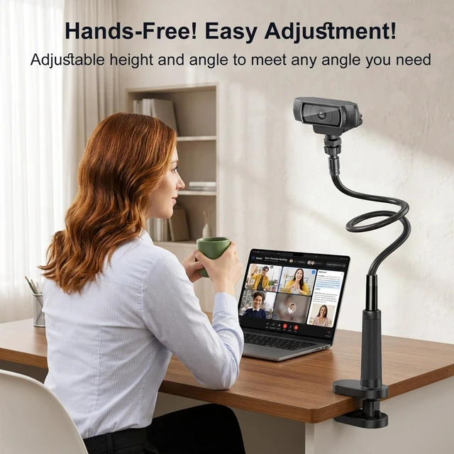 Alt view image 5 of 5 - Webcam Stand Camera Desk Mount with Phone Holder for Logitech C922 GoPro
