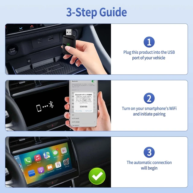 Alt view image 3 of 5 - KairvTei Wireless CarPlay Adapter for Apple iPhone & Android,Multi-User Seamless Connection for Upgrade Wired to Wireless CarPlay Auto, No Latency for iOS 10+ Android 11+ to Screen w/USB