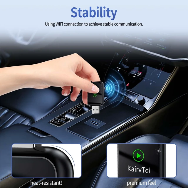Alt view image 5 of 5 - KairvTei Wireless CarPlay Adapter for Apple iPhone & Android,Multi-User Seamless Connection for Upgrade Wired to Wireless CarPlay Auto, No Latency for iOS 10+ Android 11+ to Screen w/USB