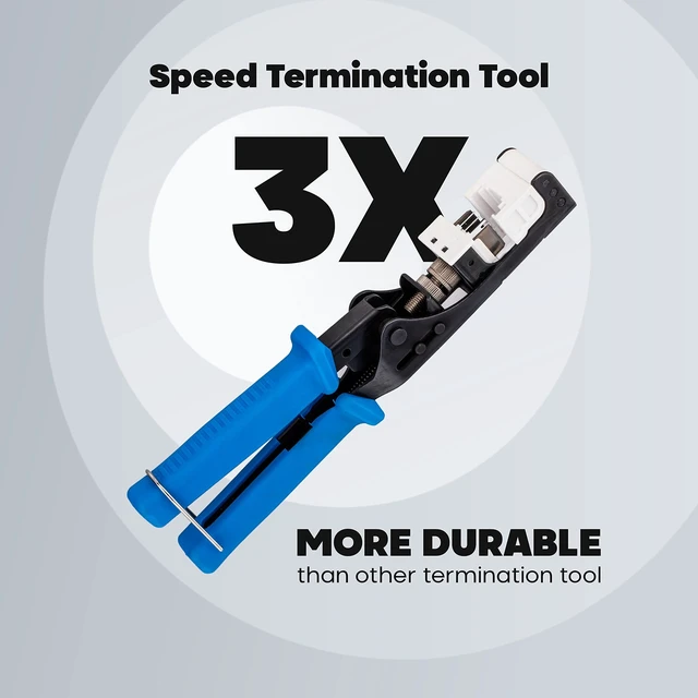 Alt view image 2 of 5 - Speed Termination Tool - Easy Punch Down with Stainless Steel Blades For 45 Degree RJ45 LAN Cat6 / Cat5e Keystone Jacks + 10 White Cat6 Keystones Jack Connectors Kit
