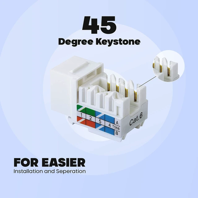 Alt view image 3 of 5 - Speed Termination Tool - Easy Punch Down with Stainless Steel Blades For 45 Degree RJ45 LAN Cat6 / Cat5e Keystone Jacks + 10 White Cat6 Keystones Jack Connectors Kit