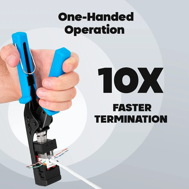 Alt view image 5 of 5 - Speed Termination Tool - Easy Punch Down with Stainless Steel Blades For 45 Degree RJ45 LAN Cat6 / Cat5e Keystone Jacks + 10 White Cat6 Keystones Jack Connectors Kit