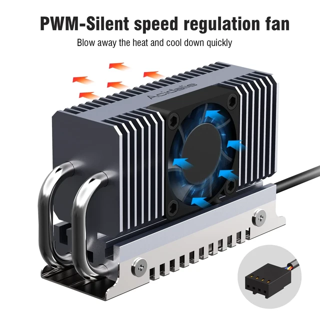 Alt view image 2 of 5 - ACIDALIE M.2 Heatsink,SSD Cooler for Pcie NVMe or SATA M2 2280 SSD Cooling with Fan