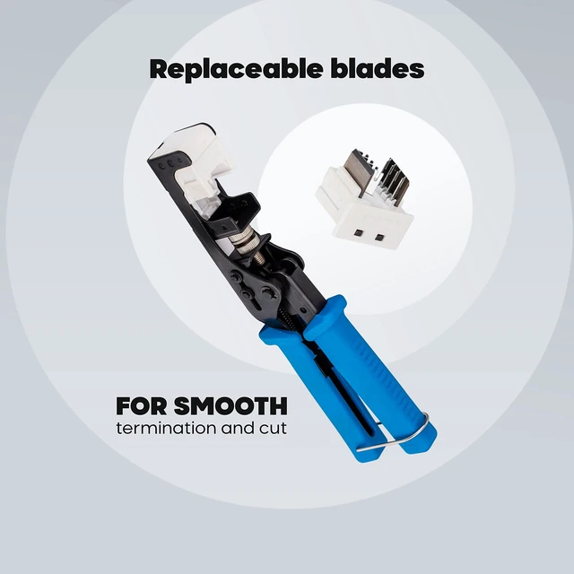 Alt view image 4 of 5 - Speed Termination Tool - Easy Punch Down with Stainless Steel Blades For 45 Degree RJ45 LAN Cat6 / Cat5e Keystone Jacks + 10 White Cat6 Keystones Jack Connectors Kit