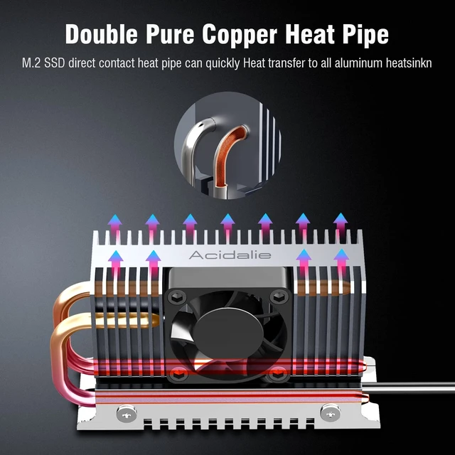 Alt view image 3 of 5 - ACIDALIE M.2 Heatsink,SSD Cooler for Pcie NVMe or SATA M2 2280 SSD Cooling with Fan