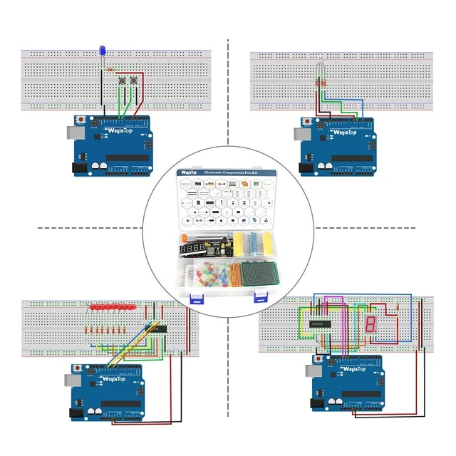 Alt view image 4 of 5 - WayinTop Electronics Component Fun Kit w/E-Book, Upgraded Electronic Starter Kit with Breadboard, Jumper Wires, PCB Soldering Kit, LEDs & Resistor Kit for Arduino, Raspberry Pi, ESP32, ESP8266