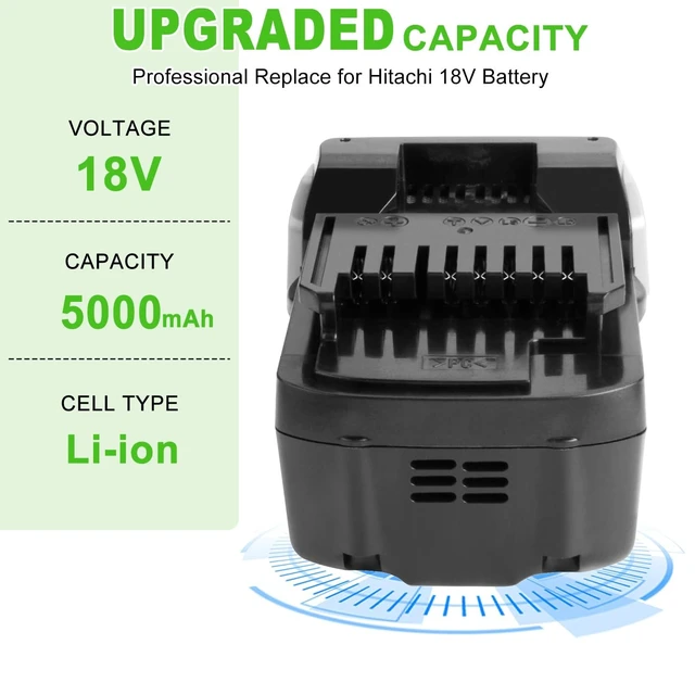 Alt view image 2 of 5 - Hanaix 18V 5000mAh Battery Replacement for Hitachi BSL1815X BSL1815S