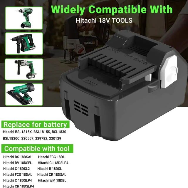 Alt view image 3 of 5 - Hanaix 18V 5000mAh Battery Replacement for Hitachi BSL1815X BSL1815S